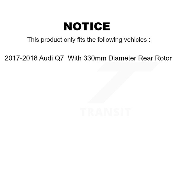 Rear Brake Rotor And Ceramic Pad Kit For 2017-2018 Audi Q7 With 330mm Diameter